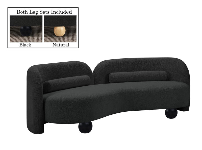 Daphne 89" Boucle Fabric Upholstered Sofa in Black - 44003Black-S