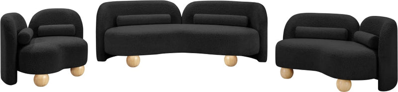 Daphne 89" Boucle Fabric Upholstered Sofa in Black - 44003Black-S