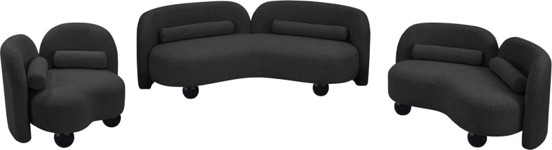 Daphne 89" Boucle Fabric Upholstered Sofa in Black - 44003Black-S