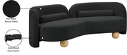 Daphne 89" Boucle Fabric Upholstered Sofa in Black - 44003Black-S