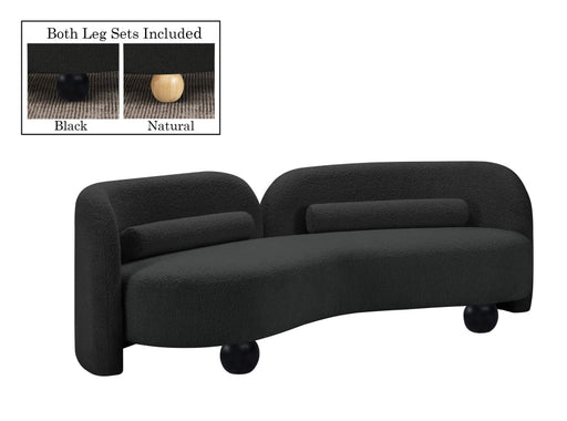Daphne 89" Boucle Fabric Upholstered Sofa in Black - 44003Black-S
