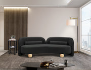 Daphne 89" Boucle Fabric Upholstered Sofa in Black - 44003Black-S