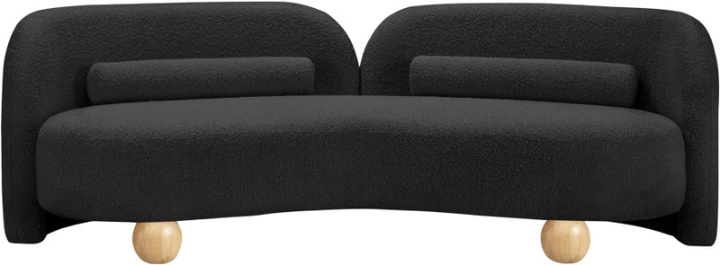 Daphne 89" Boucle Fabric Upholstered Sofa in Black - 44003Black-S