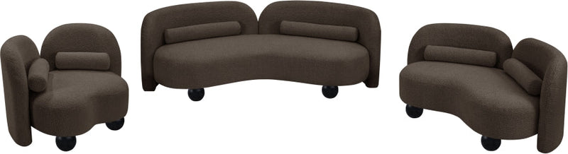 Daphne 89" Boucle Fabric Upholstered Sofa in Brown - 44003Brown-S