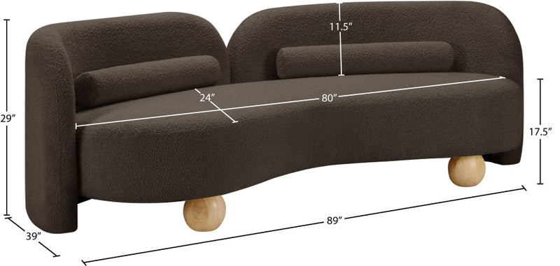 Daphne 89" Boucle Fabric Upholstered Sofa in Brown - 44003Brown-S