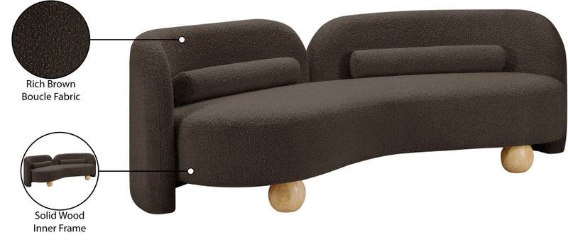 Daphne 89" Boucle Fabric Upholstered Sofa in Brown - 44003Brown-S