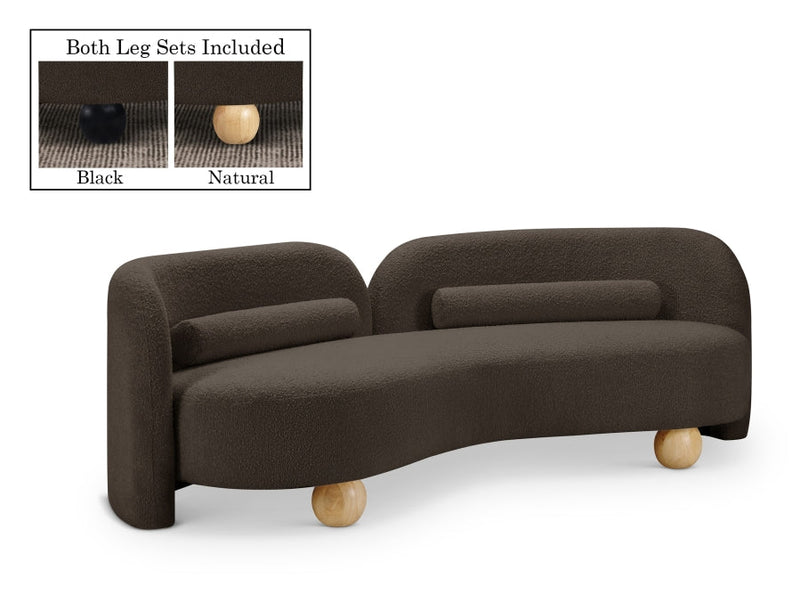 Daphne 89" Boucle Fabric Upholstered Sofa in Brown - 44003Brown-S