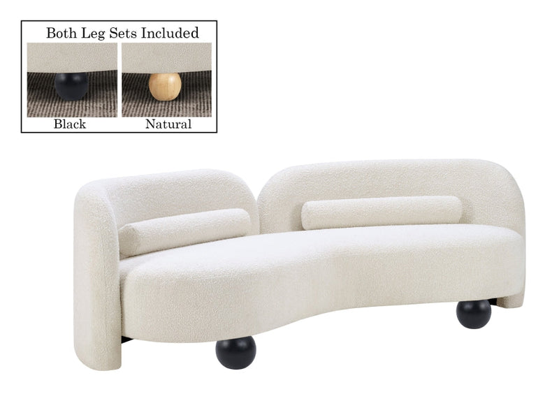 Daphne 89" Boucle Fabric Upholstered Sofa in Cream - 44003Cream-S