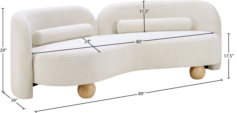Daphne 89" Boucle Fabric Upholstered Sofa in Cream - 44003Cream-S