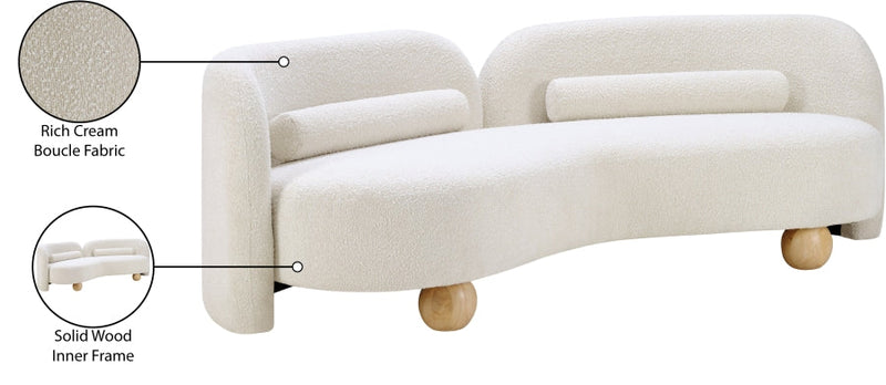 Daphne 89" Boucle Fabric Upholstered Sofa in Cream - 44003Cream-S