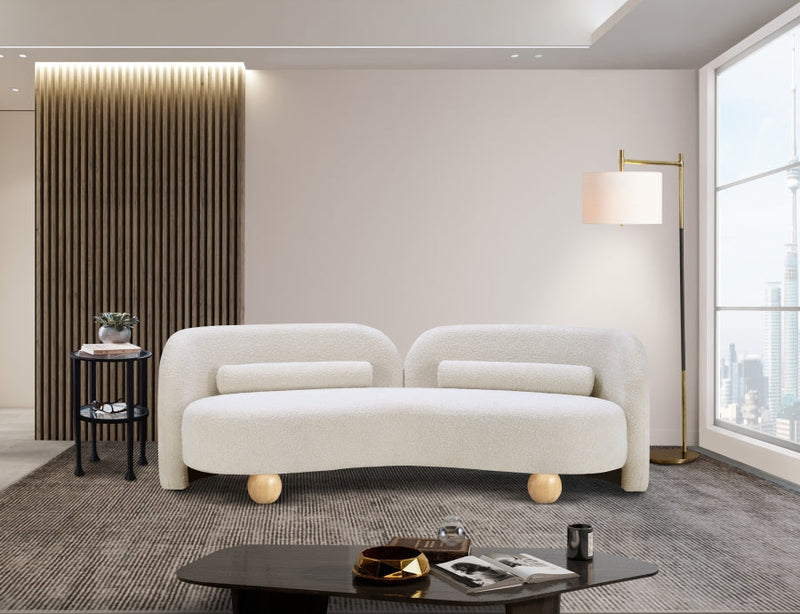 Daphne 89" Boucle Fabric Upholstered Sofa in Cream - 44003Cream-S