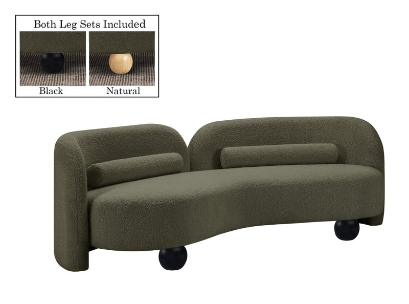 Daphne 89" Boucle Fabric Upholstered Sofa in Olive - 44003Olive-S