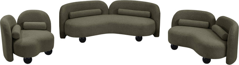 Daphne 89" Boucle Fabric Upholstered Sofa in Olive - 44003Olive-S