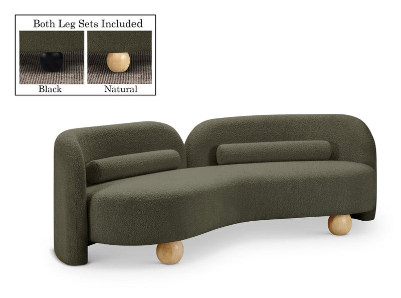 Daphne 89" Boucle Fabric Upholstered Sofa in Olive - 44003Olive-S
