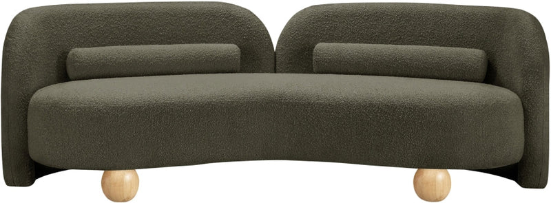 Daphne 89" Boucle Fabric Upholstered Sofa in Olive - 44003Olive-S