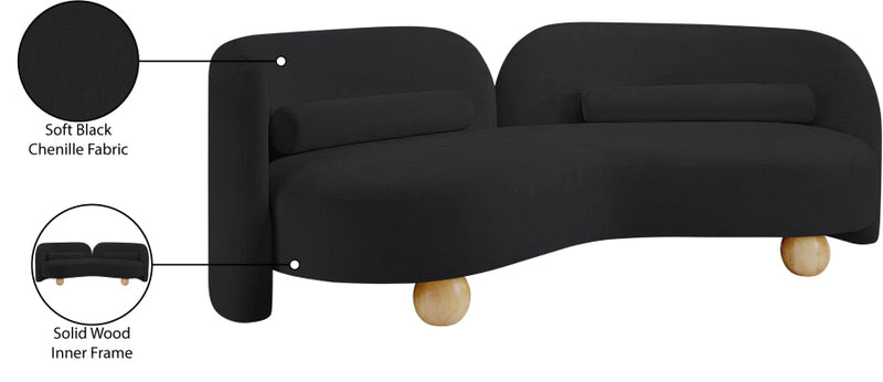 Daphne 89" Chenille Fabric Upholstered Sofa in Black - 44001Black-S