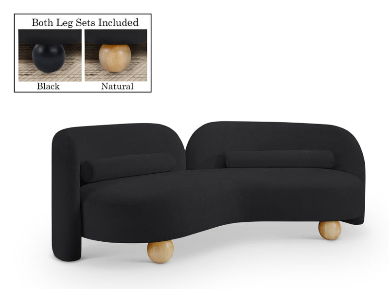 Daphne 89" Chenille Fabric Upholstered Sofa in Black - 44001Black-S