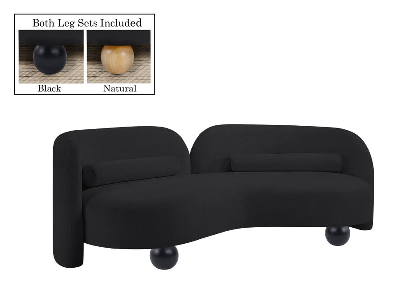Daphne 89" Chenille Fabric Upholstered Sofa in Black - 44001Black-S