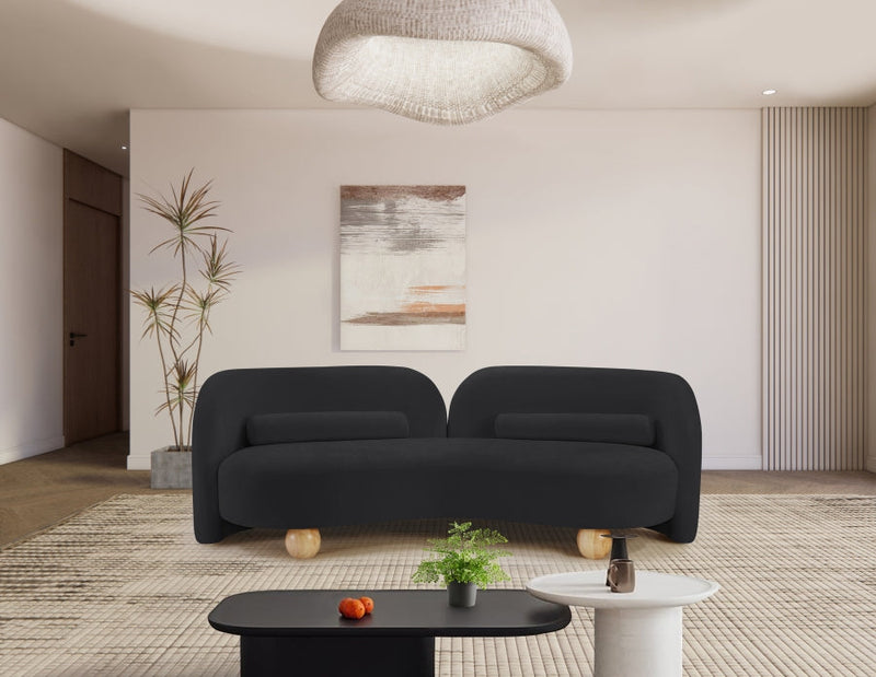 Daphne 89" Chenille Fabric Upholstered Sofa in Black - 44001Black-S