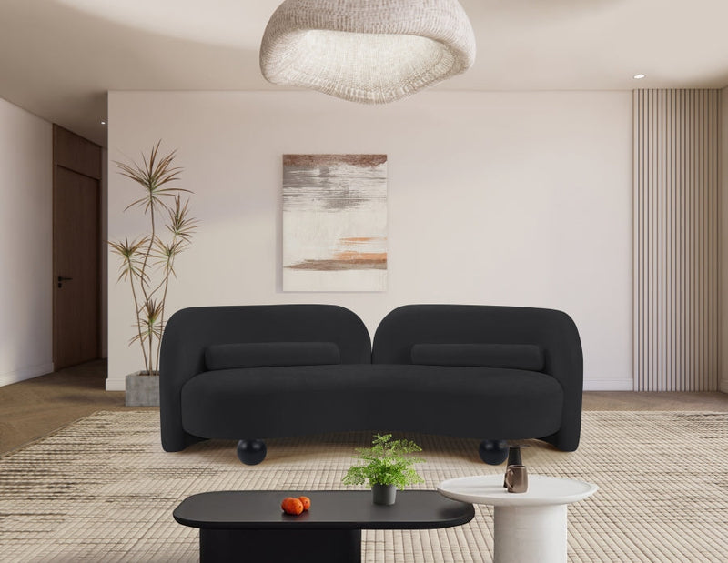 Daphne 89" Chenille Fabric Upholstered Sofa in Black - 44001Black-S