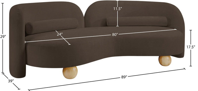 Daphne 89" Chenille Fabric Upholstered Sofa in Brown - 44001Brown-S