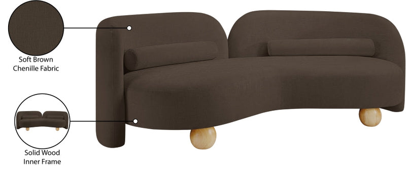 Daphne 89" Chenille Fabric Upholstered Sofa in Brown - 44001Brown-S