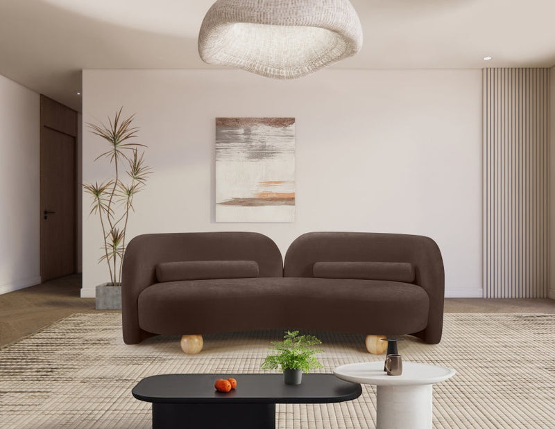 Daphne 89" Chenille Fabric Upholstered Sofa in Brown - 44001Brown-S