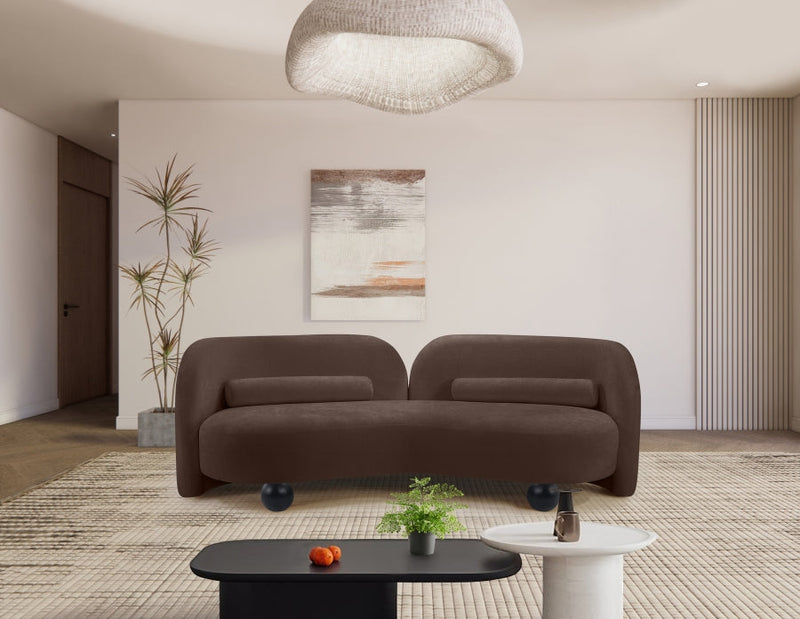 Daphne 89" Chenille Fabric Upholstered Sofa in Brown - 44001Brown-S