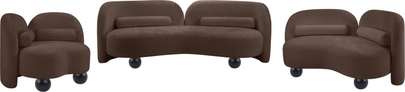 Daphne 89" Chenille Fabric Upholstered Sofa in Brown - 44001Brown-S