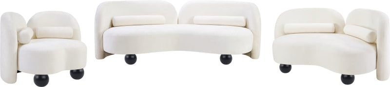 Daphne 89" Chenille Fabric Upholstered Sofa in Cream - 44001Cream-S