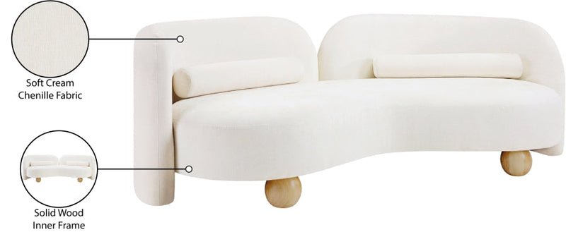 Daphne 89" Chenille Fabric Upholstered Sofa in Cream - 44001Cream-S