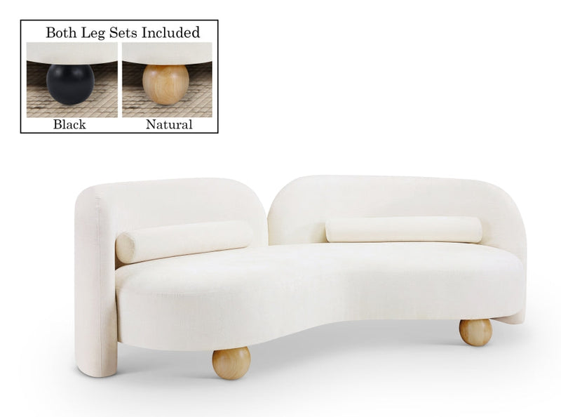 Daphne 89" Chenille Fabric Upholstered Sofa in Cream - 44001Cream-S