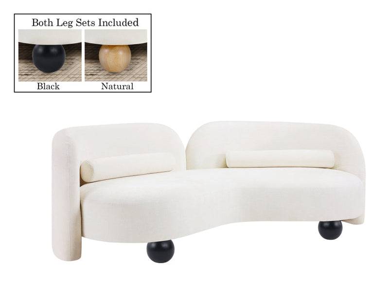 Daphne 89" Chenille Fabric Upholstered Sofa in Cream - 44001Cream-S