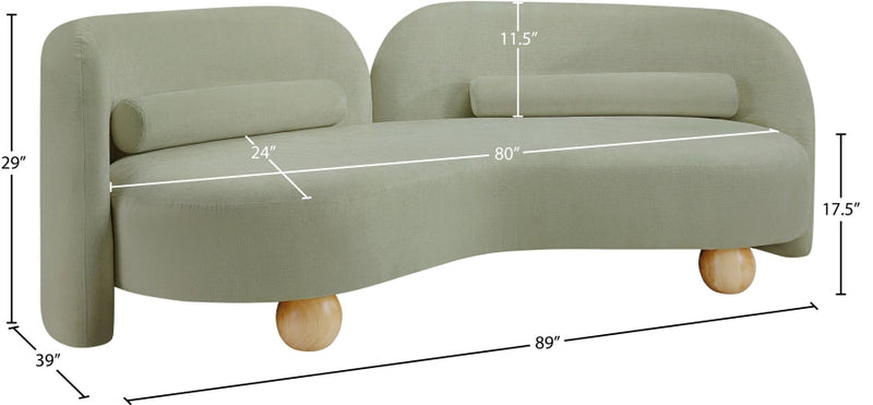 Daphne 89" Chenille Fabric Upholstered Sofa in Mint - 44001Mint-S