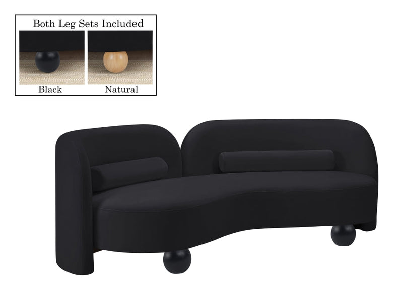 Daphne 89" Velvet Upholstered Sofa in Black - 44002Black-S