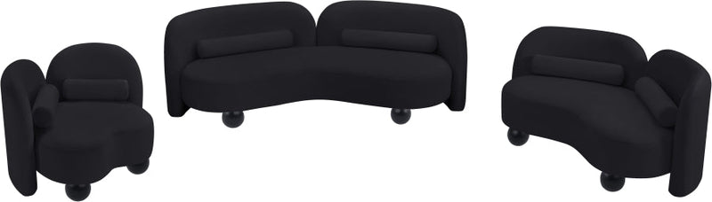 Daphne 89" Velvet Upholstered Sofa in Black - 44002Black-S