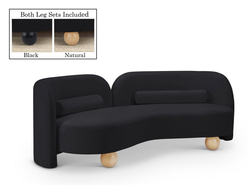 Daphne 89" Velvet Upholstered Sofa in Black - 44002Black-S