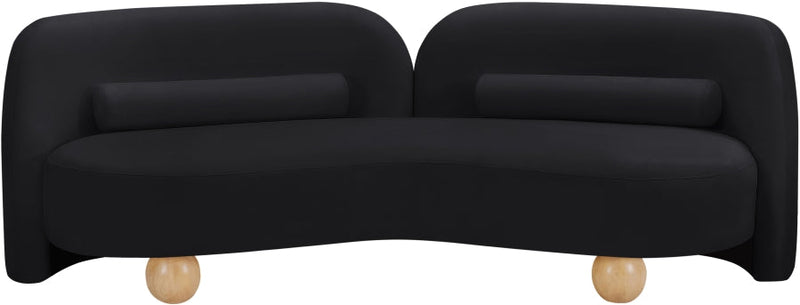 Daphne 89" Velvet Upholstered Sofa in Black - 44002Black-S