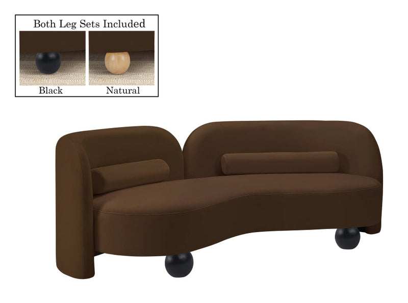 Daphne 89" Velvet Upholstered Sofa in Brown - 44002Brown-S