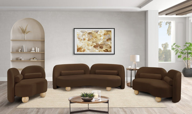 Daphne 89" Velvet Upholstered Sofa in Brown - 44002Brown-S