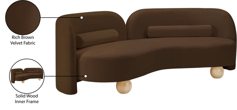 Daphne 89" Velvet Upholstered Sofa in Brown - 44002Brown-S