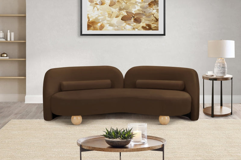 Daphne 89" Velvet Upholstered Sofa in Brown - 44002Brown-S