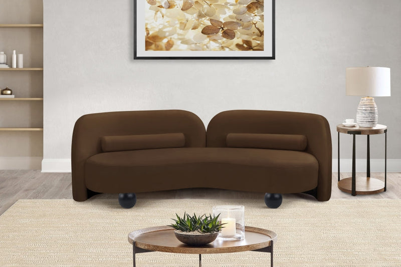 Daphne 89" Velvet Upholstered Sofa in Brown - 44002Brown-S