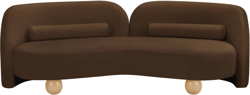 Daphne 89" Velvet Upholstered Sofa in Brown - 44002Brown-S