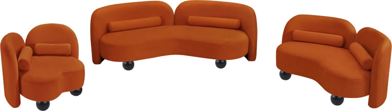 Daphne 89" Velvet Upholstered Sofa in Cognac - 44002Cognac-S