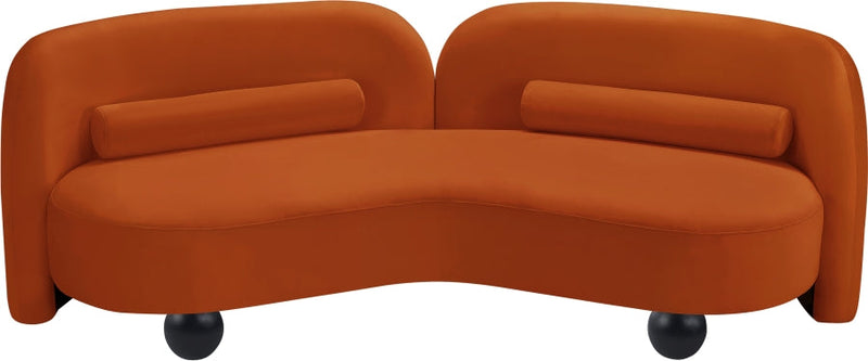 Daphne 89" Velvet Upholstered Sofa in Cognac - 44002Cognac-S
