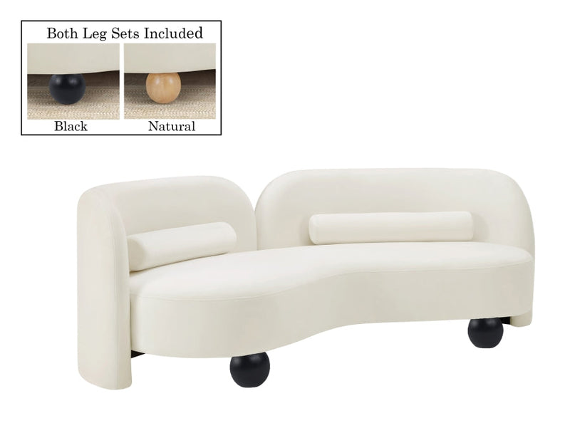 Daphne 89" Velvet Upholstered Sofa in Cream - 44002Cream-S