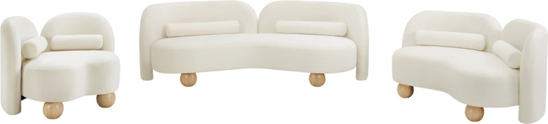 Daphne 89" Velvet Upholstered Sofa in Cream - 44002Cream-S