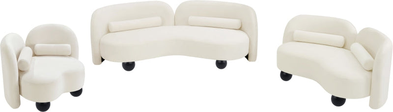 Daphne 89" Velvet Upholstered Sofa in Cream - 44002Cream-S