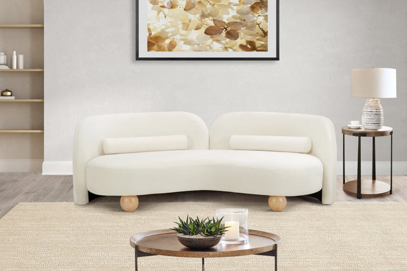 Daphne 89" Velvet Upholstered Sofa in Cream - 44002Cream-S